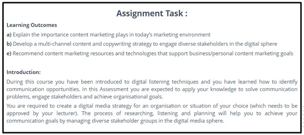 content marketing assignment question