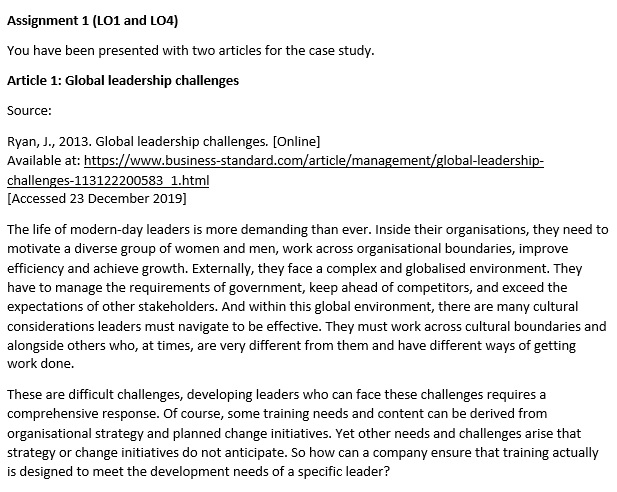 organisational leadership assignment question