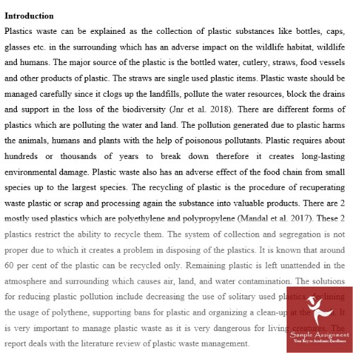 solid waste management assignment sample