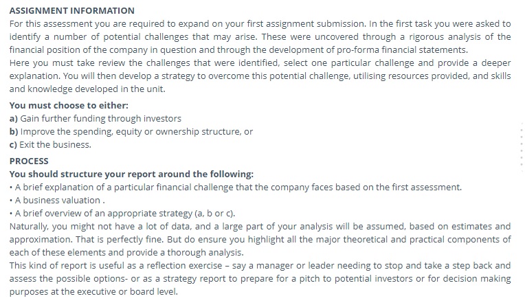 business valuation finance assignment question