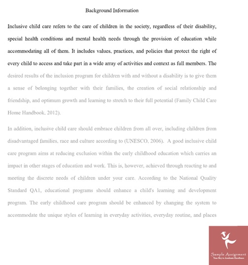 children behaviour assignment sample