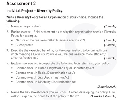 diversity management assignment question