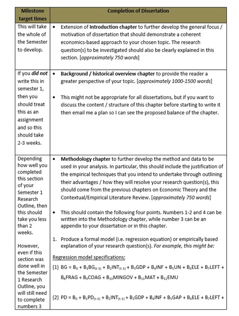 economics dissertation proposal question