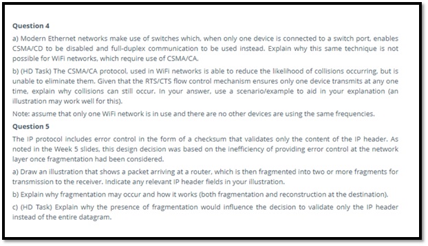 network switching assignment question