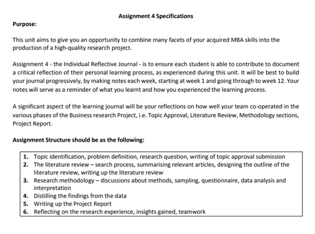 project research assignment question sample