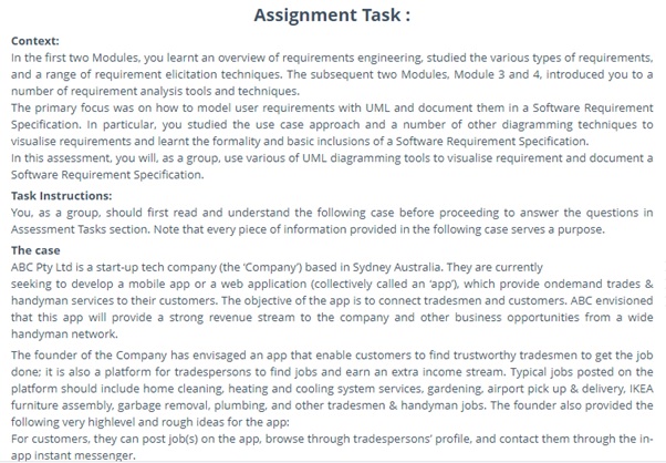 requirement engineering assignment task