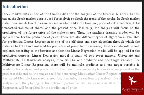 stock market assignment sample