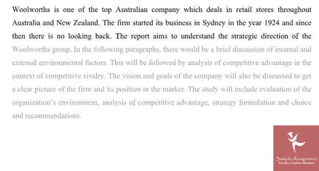 Woolworths case study solution