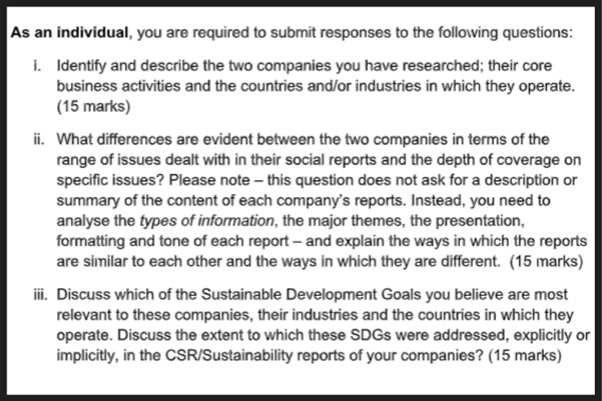 business society assignment question