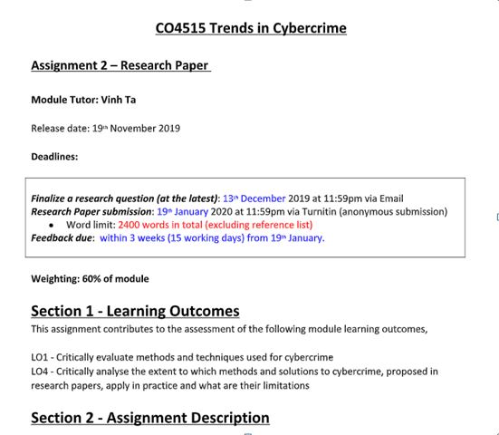 cryptocurrency assignments sample