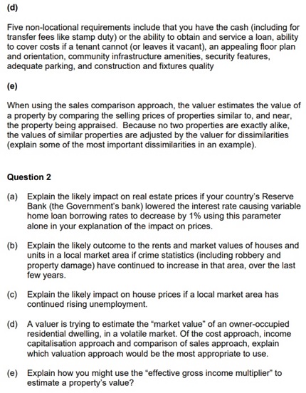 real estate assignment question sample uk