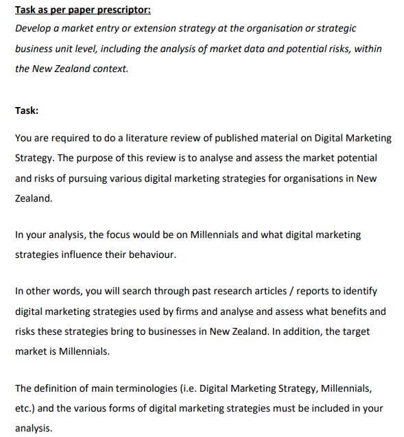 strategic marketing management assignment question