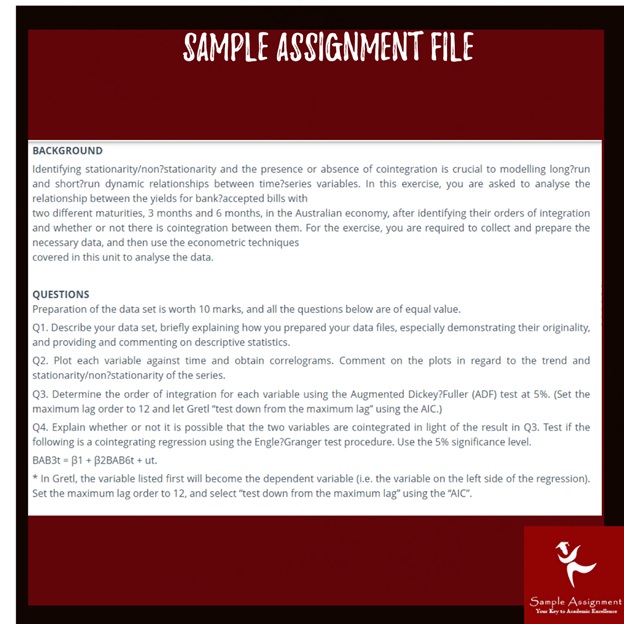 ECON2032 identifying stationarity sample assignment file