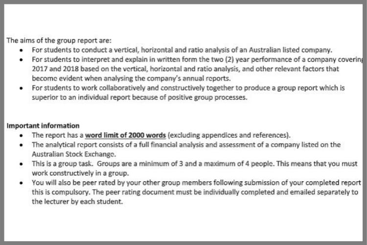 accounting coursework sample