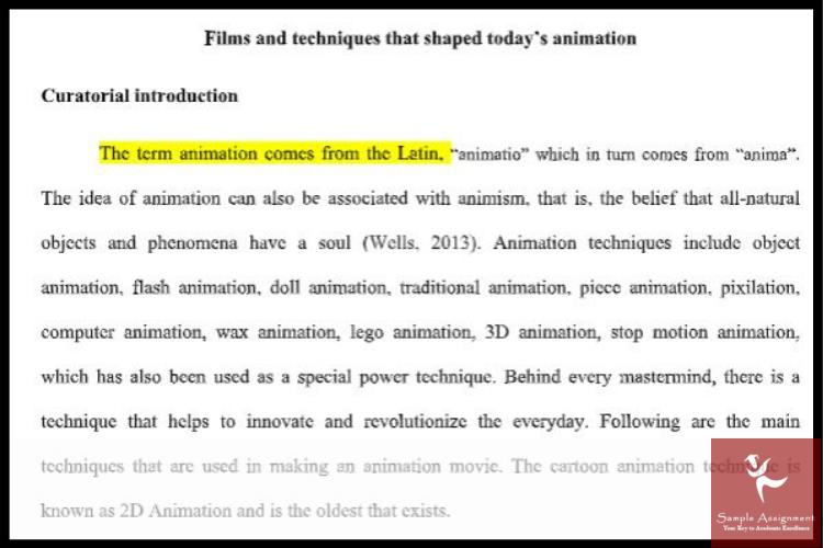 animation assignment help sample UK