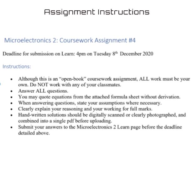 assignment solution on microelectronics assignment help