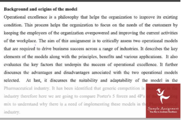 background and origin of model of operational excellence