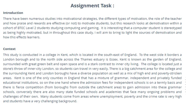 BTEC assignment question