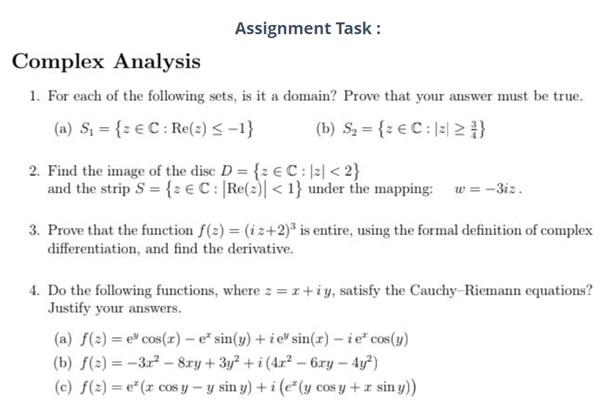 complex analysis assignment question