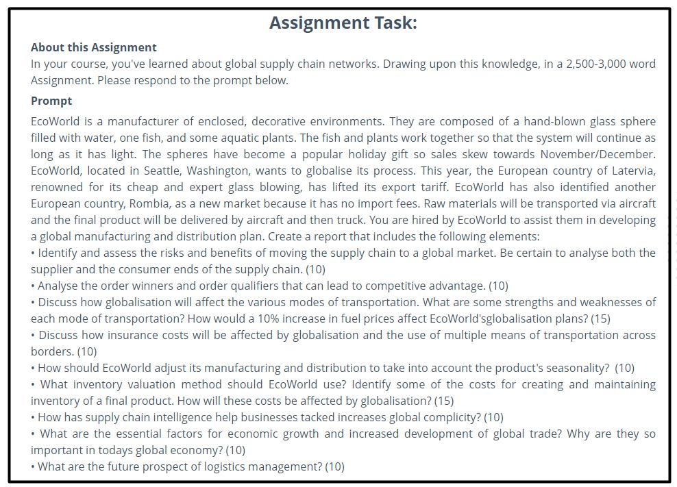 global trade assignment sample