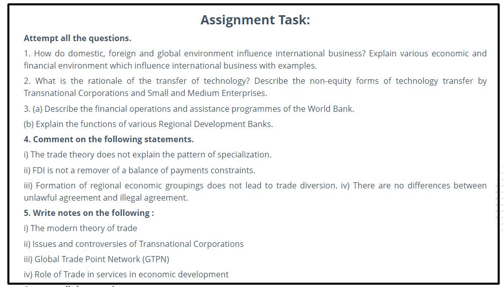 global trade assignment solution