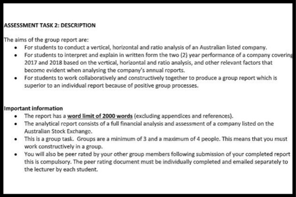 sample assessment task description