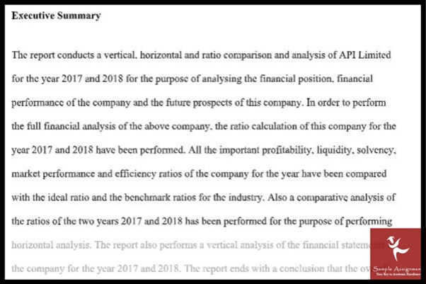 sample assignment executive summary