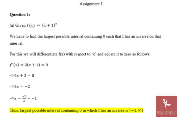 sample assignment on algebra homework help UK