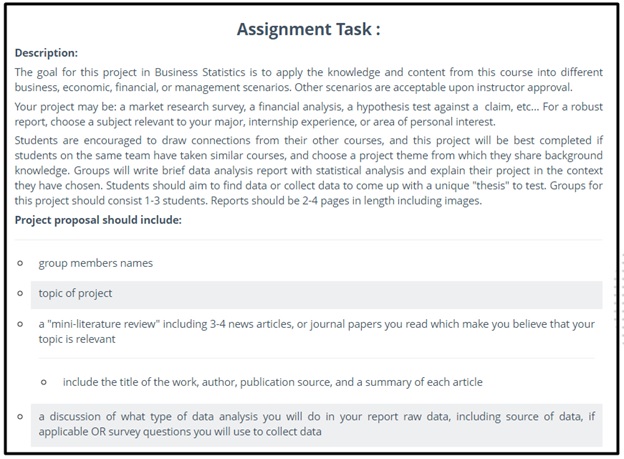 sample assignment task description