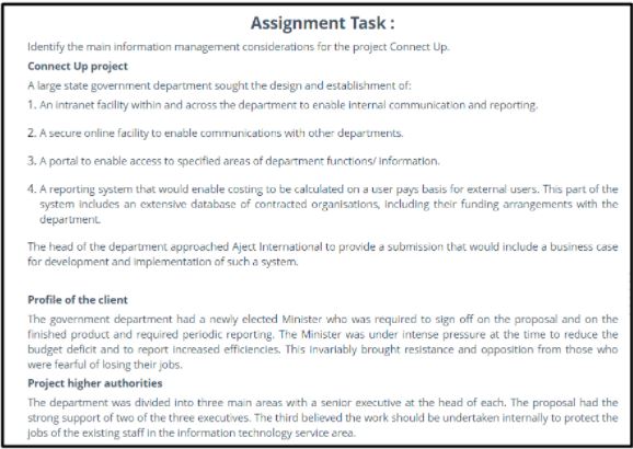 sample information management assignment task question help