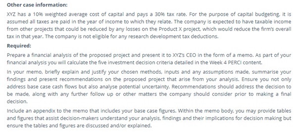 sample information of captital budgeting assignment