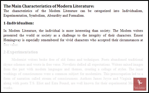 the main characteristics of modern literature