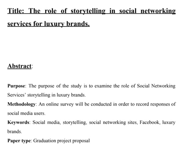  title the role of storytelling in social networking services for luxury brands