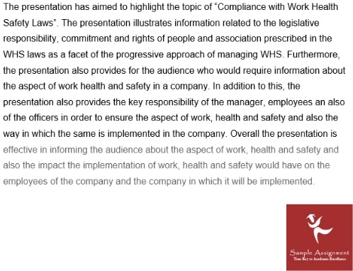 work health safety assignment sample online