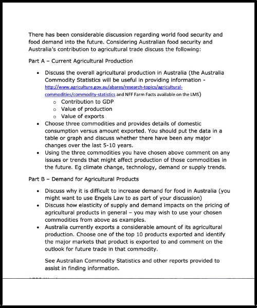 agricultural production and management assignment sample question