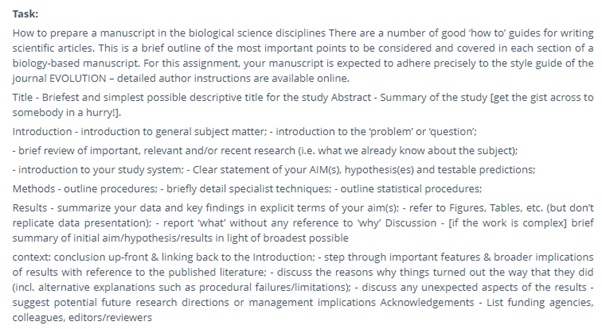 biological science assignment question uk