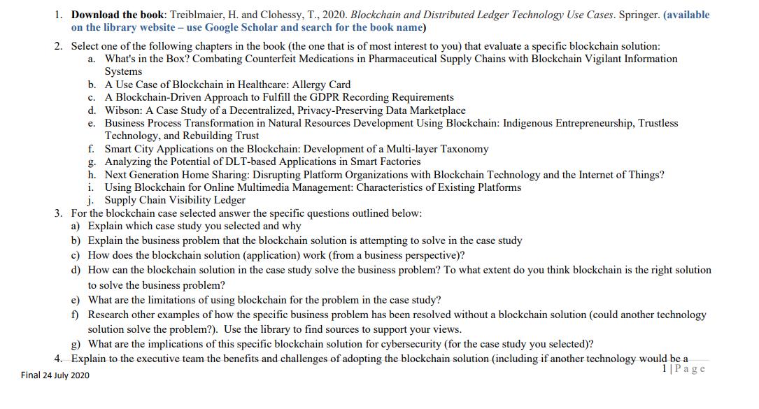 blockchain technology assignment solution