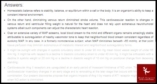 cardiovascular physiology assignment sample answers