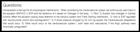 cardiovascular physiology assignment sample questions