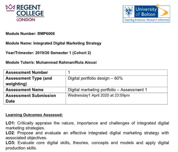 digital marketing assignment sample canada