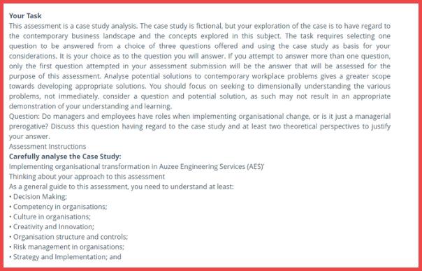 organisational transformation report sample