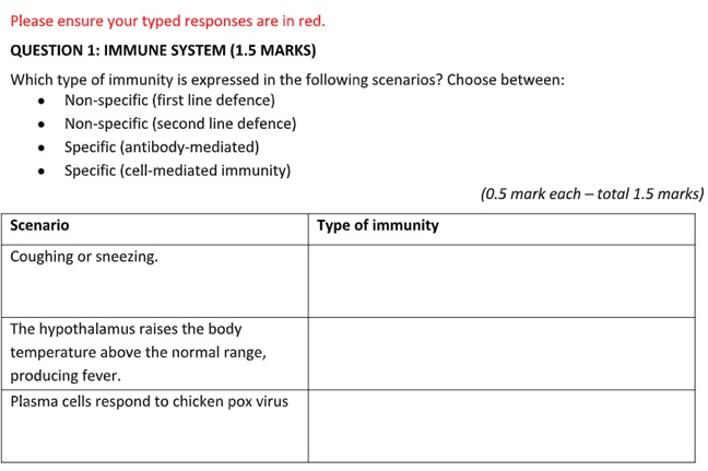 biological sciences homework help sample question