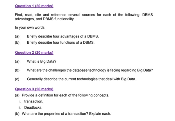 dbms assignment sample question