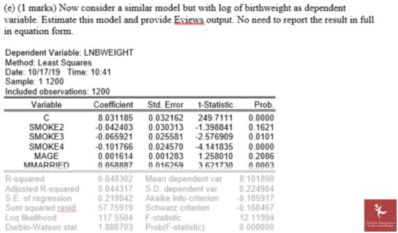 econometrics homework help solved sample question online