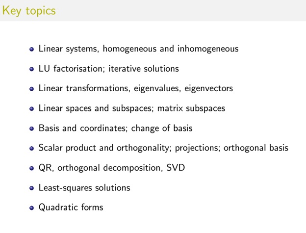 key topics of linear algebra assignment