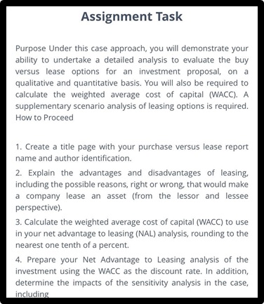 leasing sample assignment task online