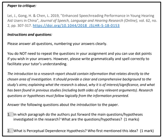 linguistics assignment sample question