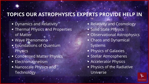 topics our astrophysics experts provide help in