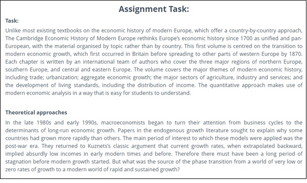 Economic History Assignment tasks