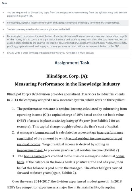 Income Measurement Assignment Task